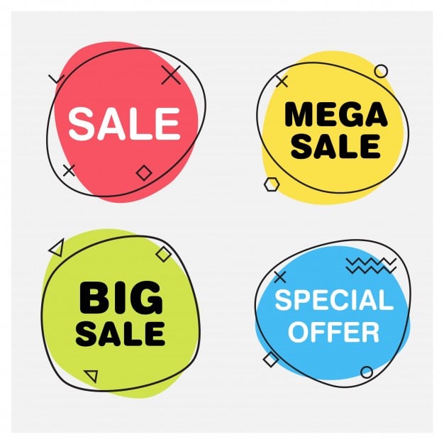 Round sale banners Free Vector