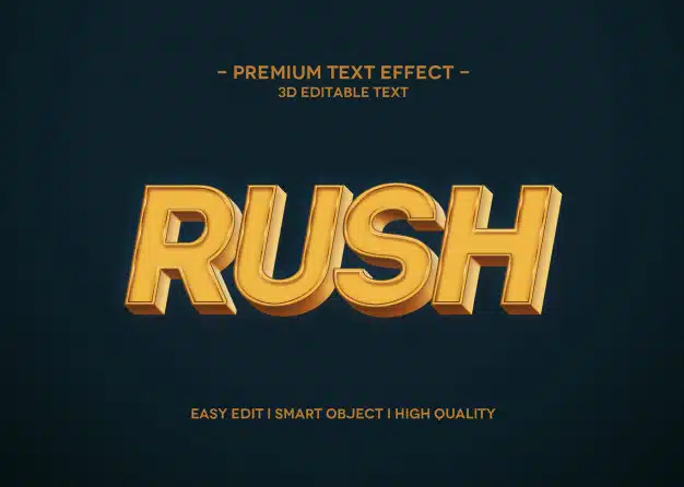 Rush text effect style template Premium Psd