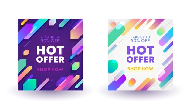 Set of abstract banners for social media Premium Vector