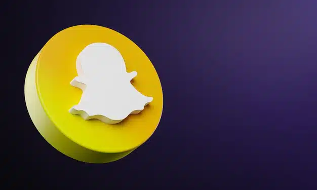 Snapchat circle button icon 3d with copy space Premium Photo