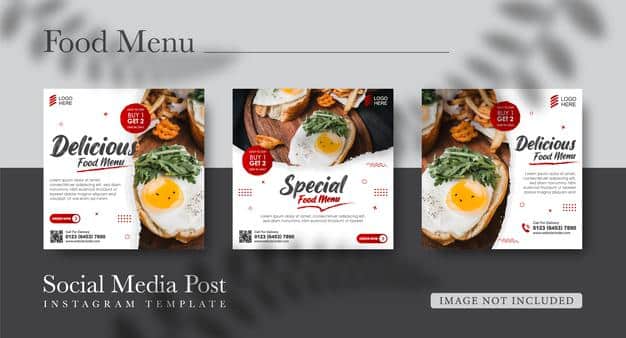 Social media promotion food and instagram post design template Premium Vector