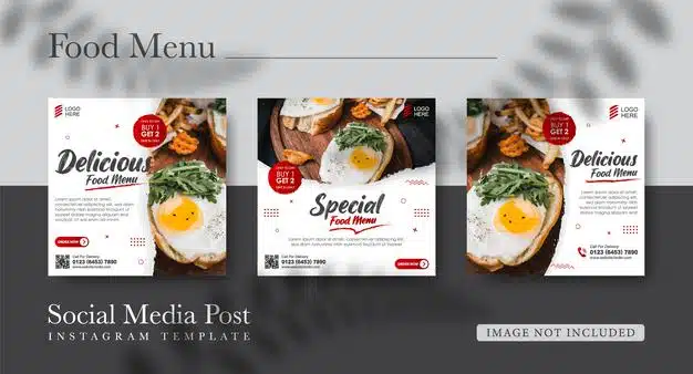 Social media promotion food and instagram post design template Premium Vector