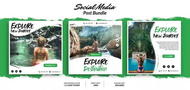 Social media traveling banner Premium Vector