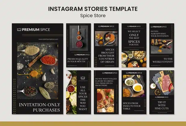 Spice store concept instagram stories template Free Psd