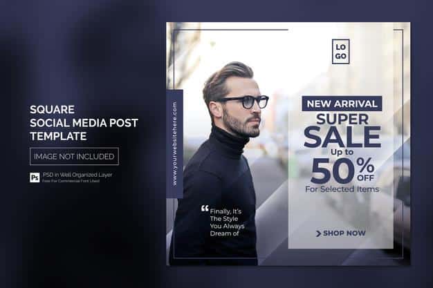 Square social media instagram post or web banner template with headline design concept Premium Psd