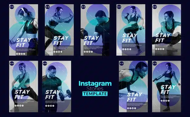 Stay fit concept instagram stories template Free Psd