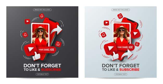 Subscribe youtube on mobile instagram social media template Premium Vector