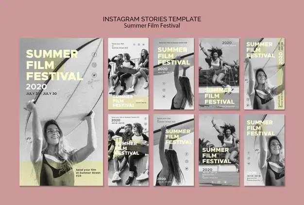 Summer film festival instagram stories template Free Psd