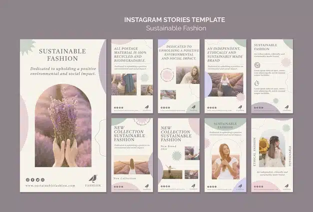 Sustainable fashion social media stories template Premium Psd