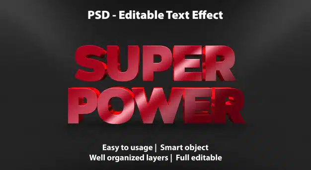 Text effect super power template Premium Psd