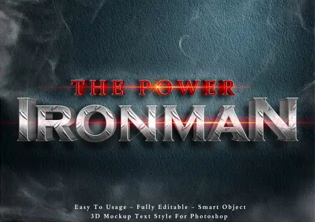 The power ironman - 3d text style effect Premium Psd