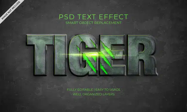 Tiger text effect Premium Psd