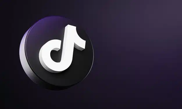 Tiktok circle button icon 3d with copy space Premium Photo