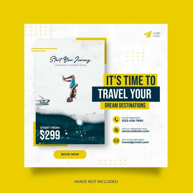 Travel holiday vacation social media post web banner Premium Vector