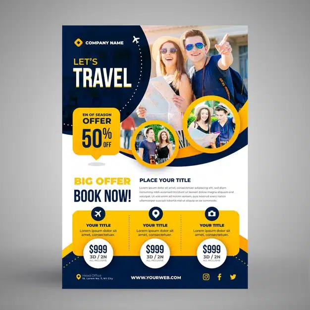 Travel sale flyer template Free Vector