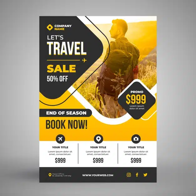 Travel sale flyer template Free Vector