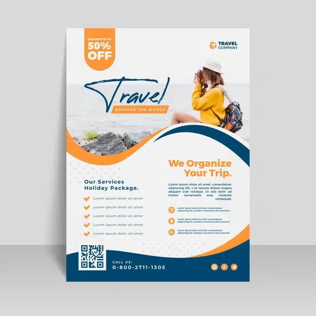 Travel sale flyer template Free Vector