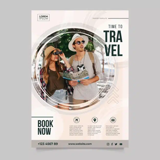 Travelling poster template with photo Free Vector
