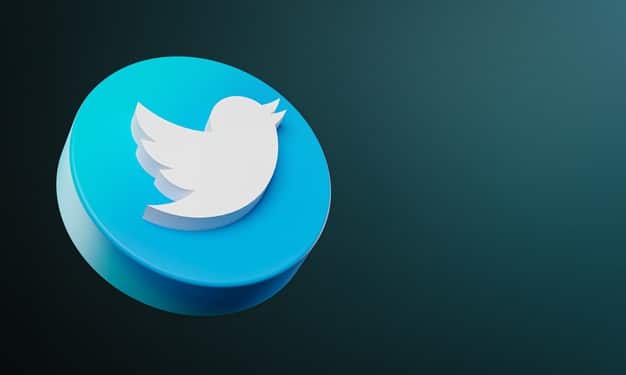 Twitter circle button icon 3d with copy space Premium Photo