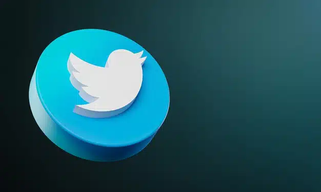 Twitter circle button icon 3d with copy space Premium Photo