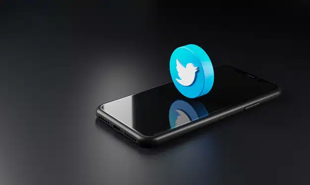 Twitter logo icon over smartphone, 3d rendering Premium Photo