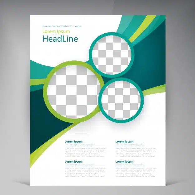 Vector abstract template design flyer, cover with turquoise and green multilayer stripes Free Vector