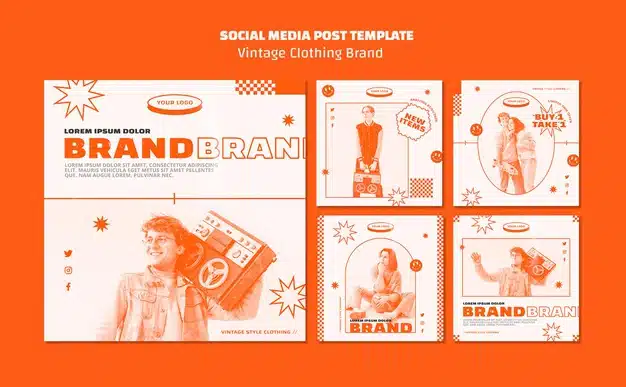 Vintage clothing brand posts template Free Psd