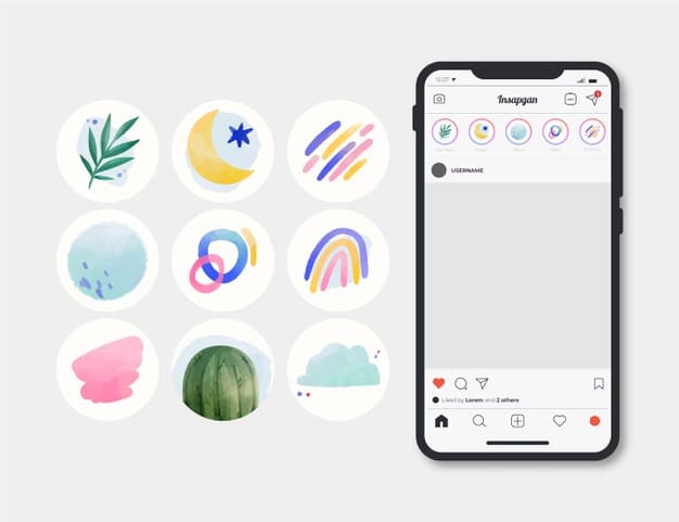 Watercolor instagram highlights collection Free Vector