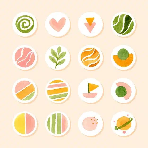 Watercolor instagram highlights collection Free Vector