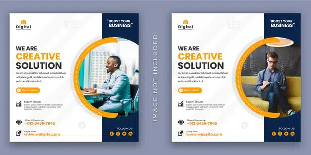 We are creative agency and corporate business flyer. social media instagram post or web banner template Premium Vector