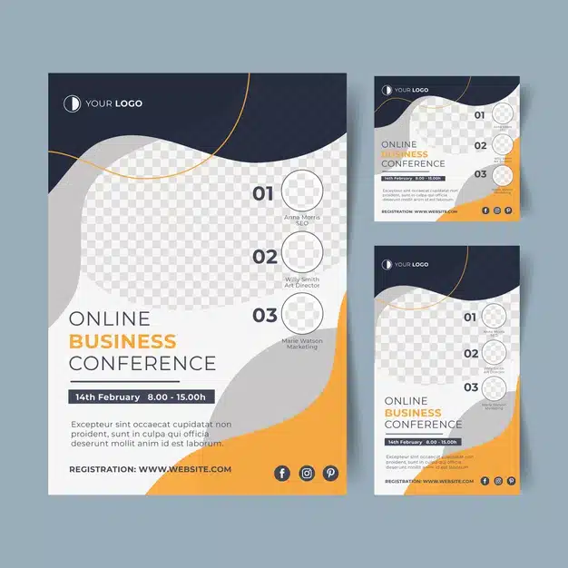 Webinar flyer template with abstract shapes Free Vector