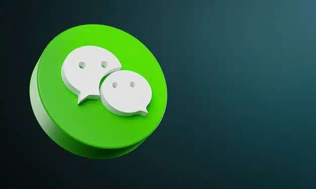 Wechat circle button icon 3d with copy space Premium Photo