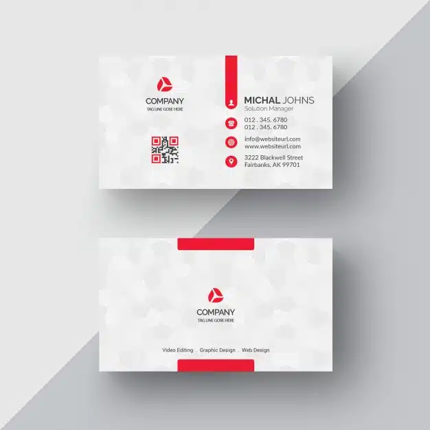 White business card with red details Free Psd
