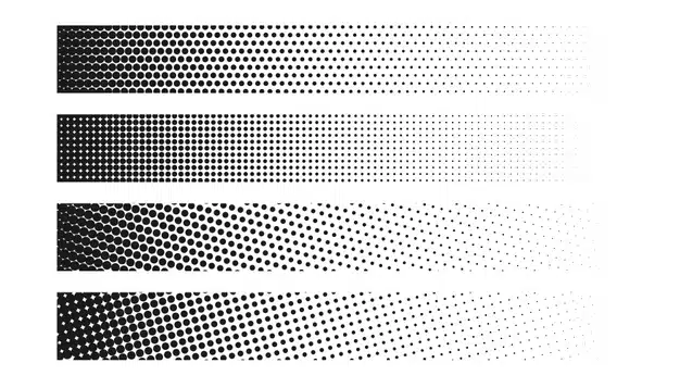 Wide halftone banner set of four Free Vector