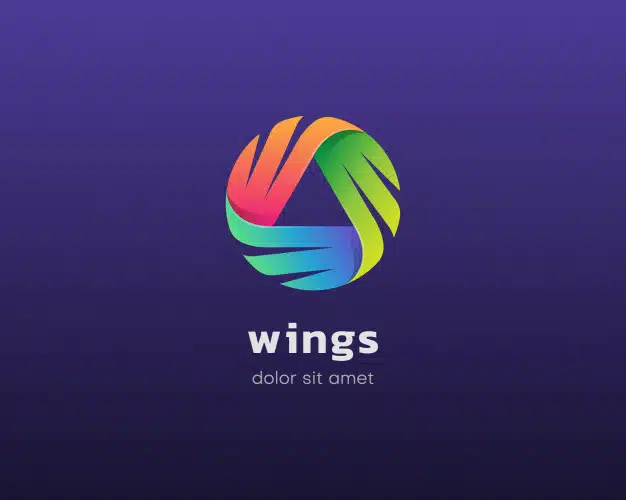Wings logo. colorful triple wings logo Premium Vector