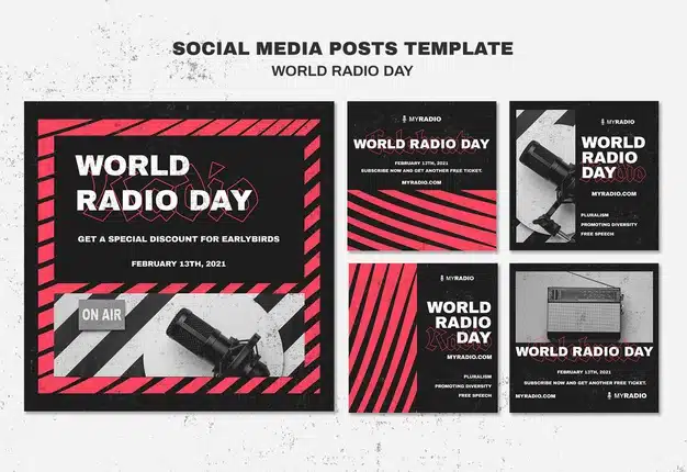 World radio day instagram posts template Free Psd