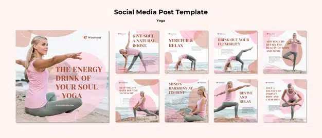 Yoga and meditation instagram posts template Free Psd