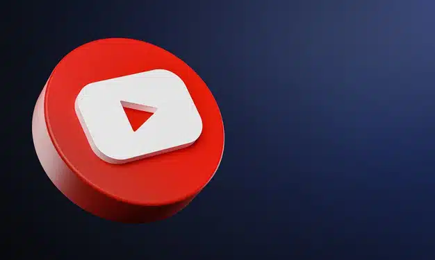 Youtube circle button icon 3d with copy space Premium Photo