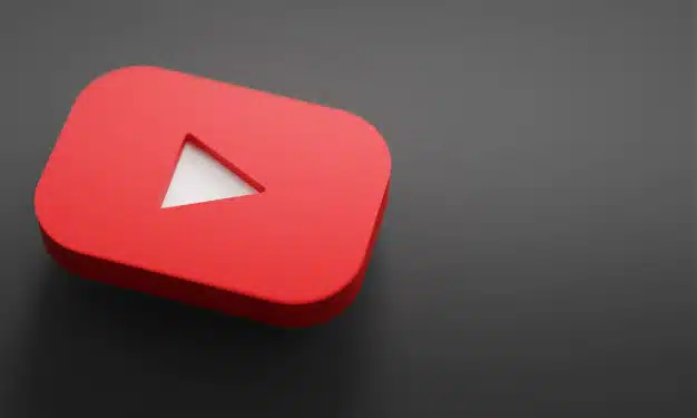 Youtube logo 3d rendering close up. youtube channel promotion template. Premium Photo