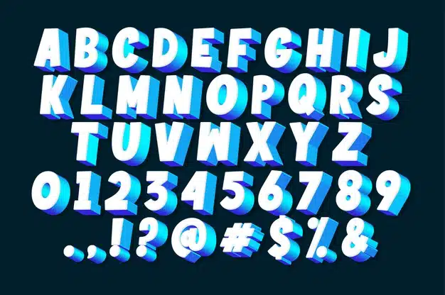 3d comic alphabet set Free Vector
