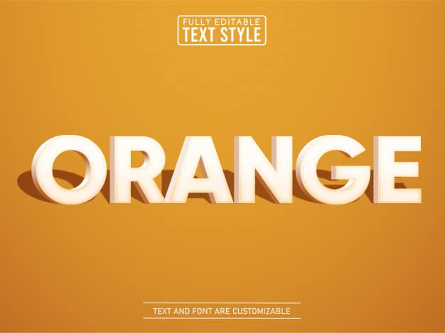 3d orange modern elegant text effect Premium Vector