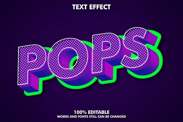 3d pop art text effect with rich texture Free Vector