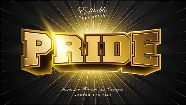 3d pride gold text effect Free Vector