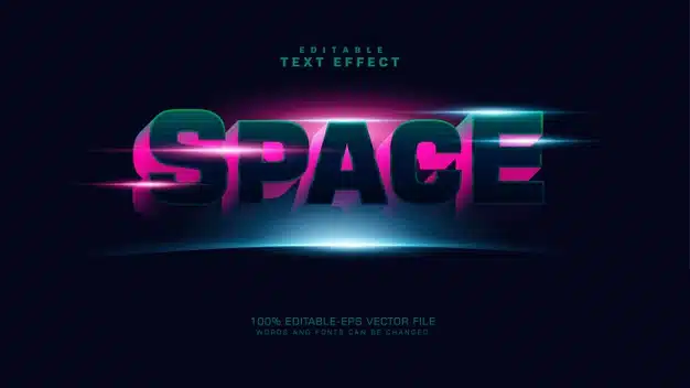 3d space text effect Free Vector