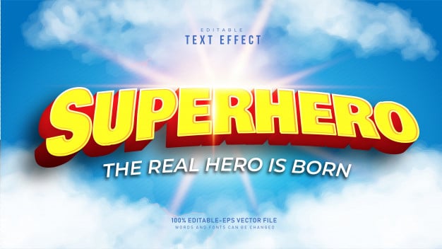 3d superhero text effect Free Vector