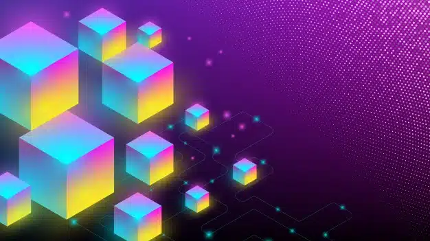Abstract background with isometric elements of a cube box. Premium Vector