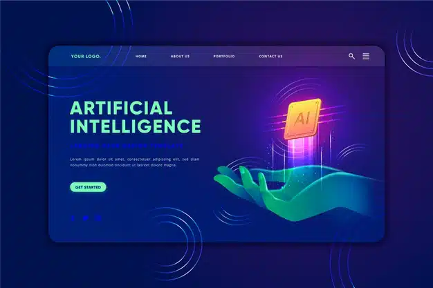 Artificial intelligence landing page template Free Vector