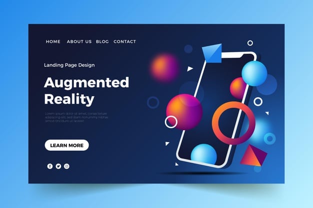 Augmented reality landing page template Premium Vector