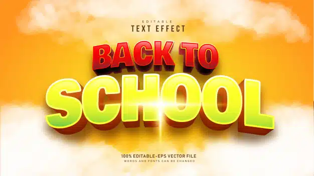 Back to school text effect Free Vector