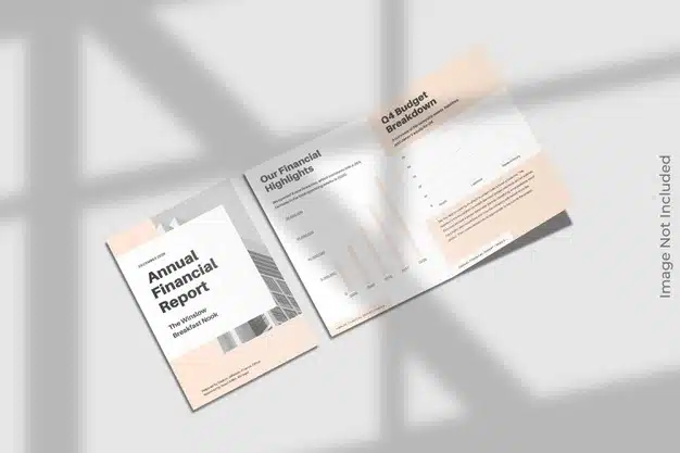 Bifold brochure mockup with shadow Premium Psd